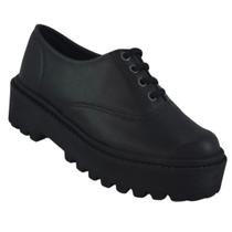 Oxford Feminino Plataforma Salto médio Confortável Solado Sola Tratorado Sapato Oxford Chunky Mocassin