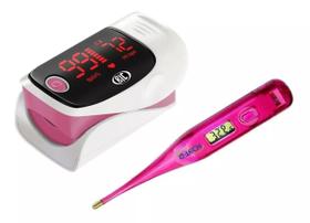 Oximetro De Pulso Dedo Bic Com Termometro Digital G-tech Rosa