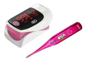 Oximetro De Pulso Dedo Bic Com Termometro Digital G-tech Rosa