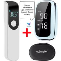 Oxímetro Digital De Dedo Recarregável Com Sensor + Termômetro Infravermelho