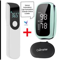 Oxímetro Digital De Dedo Recarregável Medidor De Saturação De Oxigênio E Frequência Cardíaca Portátil + Termômetro Infravermelho