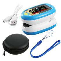 Oxímetro pediatra do dedo, monitora oxigênio do sangue para crianças, Oxímetro digital + Bolsa