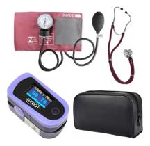 Oximetro Profissional + Medidor De Pressão + Esteto G-tech