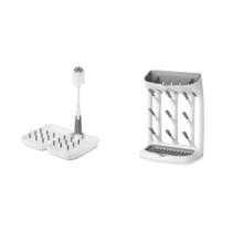 OXO Tot Estante de Secado Tamaño de Viaje con Cepillo para Biberones - Gris y Estante de Secado Compacto para Cocina