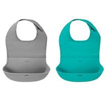 OXO Tot Roll-Up Bib 2-Pack Gray/Teal