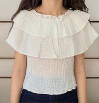 P0105 Blusa Casual Comfy Babado Dia A Dia Ag2102 P0105 Blusa Casual Comfy Babado Dia A Dia Ag2102