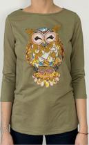 P0106 Blusa Casual Comfy Coruja Manga Longa Ag2118 P0106 Blusa Casual Comfy Coruja Manga Longa Ag2118
