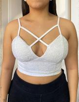 P0108 Blusa Festa Luxo Cropped Trançado Alcinha Ag2135