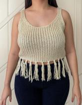 P0112 Blusa Casual Comfy Franjas Tricô Básica Ag2201