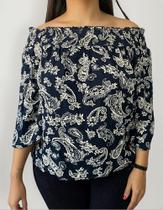 P0114 Camisa Social Feminina Estampada Paisley Ag2221 P0114 Camisa Social Feminina Estampada Paisley Ag2221