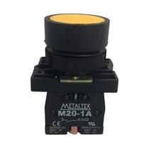 P20AFR-Y-1A Botão Pulsador de Comando Faceado 22mm Plástico - Amarelo - 1NA