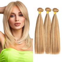 P27/613 Highlight Honey Blonde Bundles Feixes de cabelo humano lisos 16 18 18 20 polegadas Pacote reto loiro 10A cabelo virgem brasileiro não processado 3 pacotes de 50 gramas por pacote