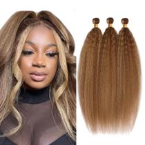 P4/27 Pacotes marrons Cabelo humano Pacotes retos Yaki 24 26 28 polegadas de cabelo humano tece 3 pacotes 10A Cabelo virgem brasileiro não processado, loiro, crespo, extensões de cabelo humano liso, 50 gramas/pacote