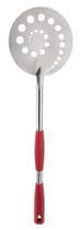 Pá Cerutti Inox para girar pizza 730 perfurada com cabo deslizante vermelho