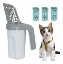 Pá Coletora Com Dispenser Areia Gato Pet Com Saco Cata Caca - H2