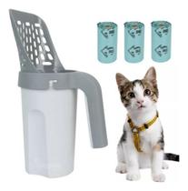 Pá Coletora Com Dispenser Areia Gato Pet Com Saco Cata Caca Pá Coletora Com Dispenser Areia Gato Pet Com Saco Cata Caca