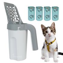Pá Coletora Com Dispenser Areia Gato Pet Com Saco Cata Caca