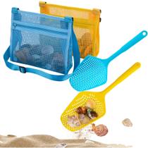 Pá de malha de praia MUYIZI com bolsa para coleta de conchas de praia Pá de malha de praia MUYIZI com bolsa para coleta de conchas de praia