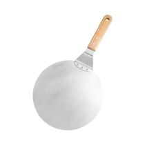 Pá De Pizza Antiderrapante De 10/12 Polegadas Com Cabo De Madeira, Espátula De Aço Inoxidável,