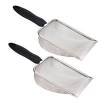 Pa Higienica Cata Fezes Coco Kit 2 Uni Gato Cachorro Animais Estimaçao Aço Inox Limpeza Caixa de Areia Higienizaçao