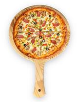 Pá Para Pizza De Madeira 35 Cm Com Pegador Modelo Luxo bandeja para montar pizza e levar ao forno - Wood Shop