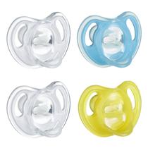 Pacifier de silicone ultraleve Tommee Tippee, Design Simétrico de Uma Peça, Binkies de Silicone Sem BPA, 6-18m, 4-Count