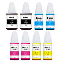 Pack 08 refil de tintas GI-190 2 Ciano, 2 Magenta, 2 Preto, 2 Amarelo compatível canon G4110