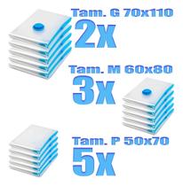 Pack 10 Saco Vacuo Viagem Vac Bag Organizador Com Bomba