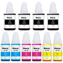 Pack 10 tintas GI-190 4 Preto, 2 ciano, 2 magenta, 2 amarelo compatível canon G2100