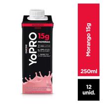 Pack 12 unidades YoPRO Bebida Láctea UHT Morango 15g de proteínas 250ml