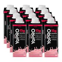 Pack 12 unidades YoPRO Bebida Láctea UHT Morango 15g de proteínas 250ml - YO PRO