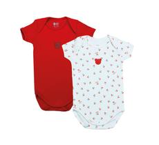 Pack 2 Bodys Manga Curta - Cereja Madri - Mini Bear Pack 2 Bodys Manga Curta - Cereja Madri - Mini Bear