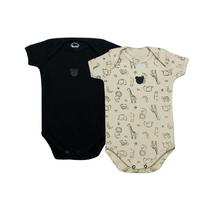 Pack 2 Bodys Manga Curta Sued - Safari Joane - Mini Bear Pack 2 Bodys Manga Curta Sued - Safari Joane - Mini Bear