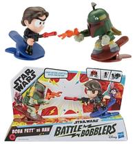 Pack 2 Bonecos Star Wars Battle Bobblers Boba Fett vs Han Solo - Figuras de Batalha Disney Star Wars - Hasbro - E8034