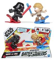 Pack 2 Bonecos Star Wars Battle Bobblers Darth Vader vs Luke Skywalker - Figuras de Batalha Disney - Hasbro - E8030