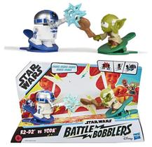 Pack 2 Bonecos Star Wars Battle Bobblers R2-D2 vs Mestre Yoda - Figuras de Batalha Disney Star Wars- Hasbro - E8032