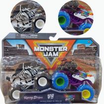Pack 2 Carrinho Monster Jam Racing Stripes e Rainbow Sunny