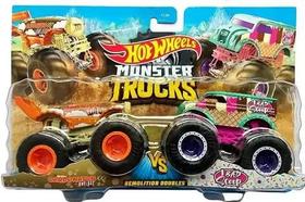 Pack 2 Carrinhos HW Monster Trucks Carbonator VS 1 Bad Scoop