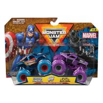 Pack 2 Carros Monster Jam 1:64 Marvel Captain America VS Black Panther