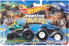 Pack 2 Hot Wheels Monster Trucks 1:64 Snake Bite vs Bigfoot HLT68 - Mattel (40223)