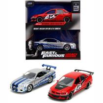 Pack 2 Miniaturas - 1:32 - Mitsubishi Lancer Evolution Nissan Skyline GTr - Velozes e Furiosos - Jada Toys 34256