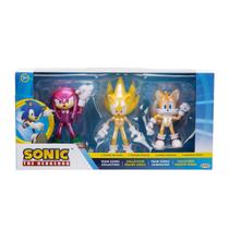 Pack 3 Bonecos Articulados 10cm Super Sonic, Tails, Knuckles