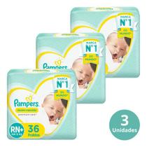 Pack 3 Fraldas Pampers Recém-nascido Premium Care Rn+ 36 Unid