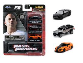 Pack 3 Miniaturas Fast and Furious - Nano Hollywood Rides - 4 cm - Jada