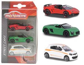 Pack 3 Miniaturas Street Cars C - Lamborghini Aventador, Audi R8, Renault Twingo - 1/64 - Majorette
