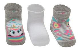 Pack 3 Pares De Meias Puket Unicórnio - Tamanho 15 A 18