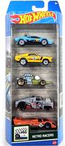 Pack 5 Carrinhos Hot Wheels Retro Racers Mattel