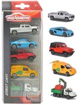 Pack 5 Miniaturas Street Cars D - Chevrolet Silverado, Audi R8, Jeep Wrangler, Renault Kangoo, Caminhão - 1/64 - Majorette