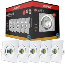 Pack 5 Spots Led Embutir Quadrado 5W-BQ 3000K - AVANT