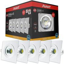 Pack 5 Spots Led Embutir Quadrado 5W-BQ 3000K - AVANT Pack 5 Spots Led Embutir Quadrado 5W-BQ 3000K - AVANT